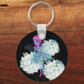 Fairy Art van LeahG Blauw roze zwart wit Sleutelhanger (Voorkant)