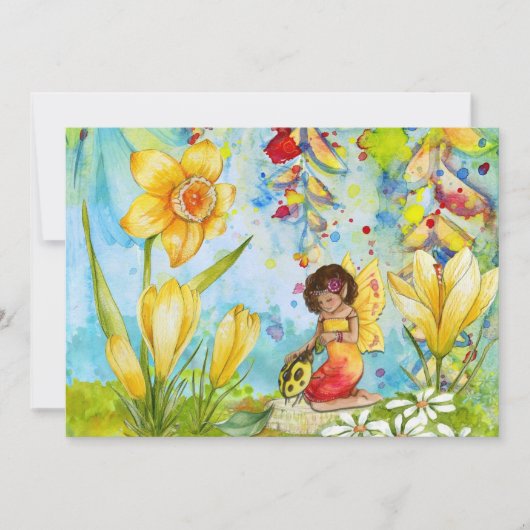 Fairy art waterverf girl op verjaardagsfeestje kaart (Voorkant)