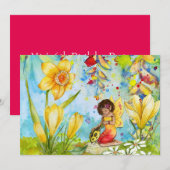 Fairy art waterverf girl op verjaardagsfeestje kaart (Voorkant / Achterkant)