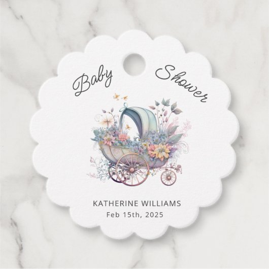 Fairy Baby kinderwagen Baby shower Bedankjes Labels (Voorkant)