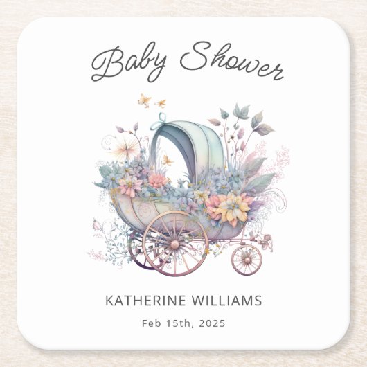 Fairy Baby kinderwagen Baby shower Kartonnen Onderzetters (Voorkant)