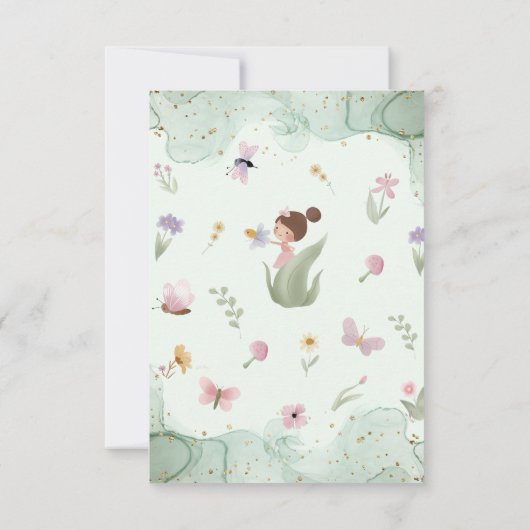 Fairy Baby Meisje Douche Bloem Thee Party Bedankkaart (Achterkant)