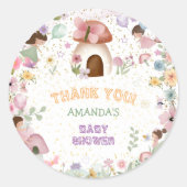 Fairy Baby Meisje Douche Bloemenbos Dank u Ronde Sticker (Voorkant)