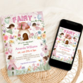 Fairy Baby Meisje Douche Roze Bloemen Kaart
