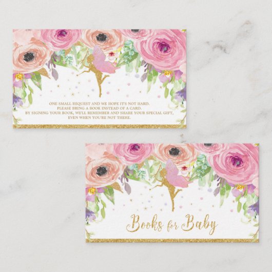 Fairy Baby shower Books for Baby Neem een boekenka Informatiekaartje (Voorkant / Achterkant)