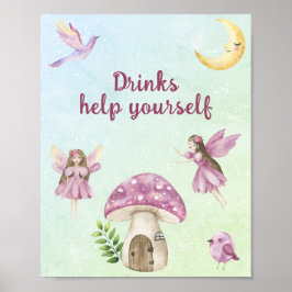 Fairy baby shower Drinks Poster
