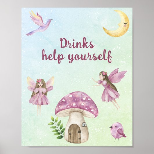 Fairy baby shower Drinks Poster (Voorkant)