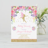 Fairy Baby shower Invitation Floral Fairy Shower Kaart (Staand voorkant)