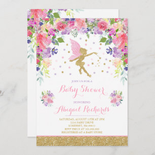 Fairy Baby shower Invitation Floral Fairy Shower Kaart