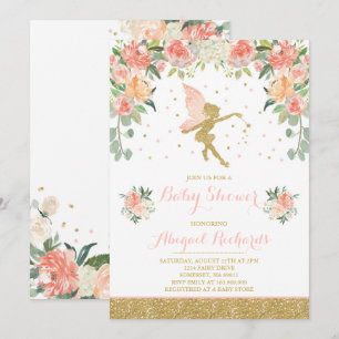 Fairy Baby shower Invitation Floral Fairy Shower Kaart