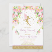 Fairy Baby shower Invitation Floral Fairy Shower Kaart (Voorkant)