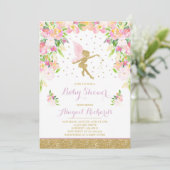 Fairy Baby shower Invitation Floral Fairy Shower Kaart (Staand voorkant)