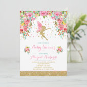 Fairy Baby shower Invitation Floral Fairy Shower Kaart (Staand voorkant)