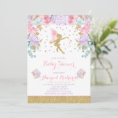 Fairy Baby shower Invitation Floral Fairy Shower Kaart (Staand voorkant)