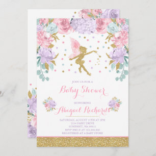 Fairy Baby shower Invitation Floral Fairy Shower Kaart