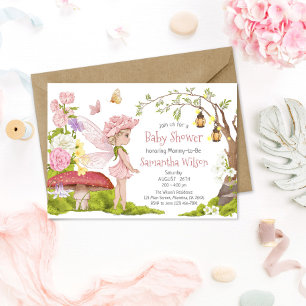 Fairy Baby shower Invitation Floral Fairy Shower Kaart