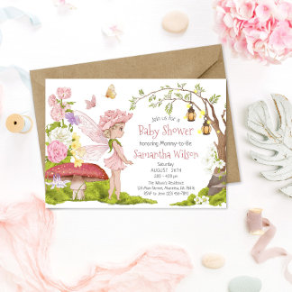 Fairy Baby shower Invitation Floral Fairy Shower Kaart