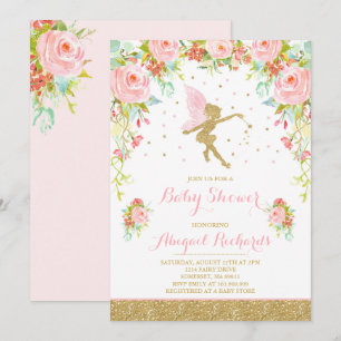 Fairy Baby shower Invitation Floral Fairy Shower Kaart