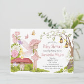 Fairy Baby shower Invitation Floral Fairy Shower Kaart (Staand voorkant)