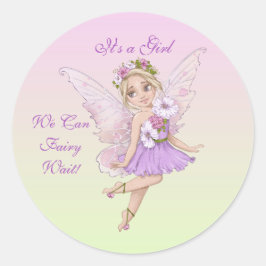 Fairy Baby shower Invitation for Envelope Ronde Sticker