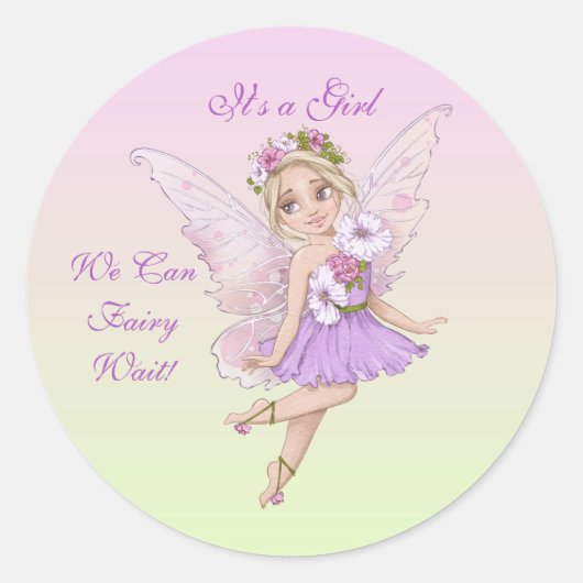 Fairy Baby shower Invitation for Envelope Ronde Sticker (Voorkant)