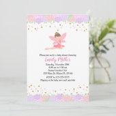 Fairy Baby shower Invitation Gold Pink Kaart (Staand voorkant)