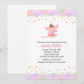 Fairy Baby shower Invitation Gold Pink Kaart (Voorkant / Achterkant)