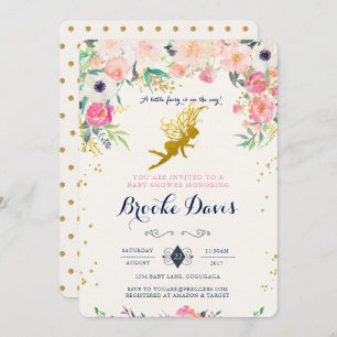 Fairy Baby shower Invitation Kaart