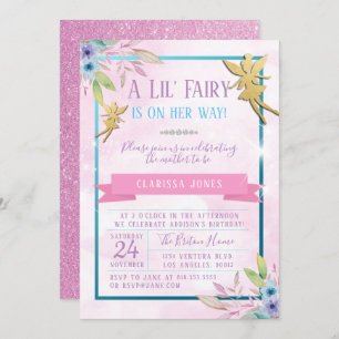 Fairy Baby shower Invitation Kaart