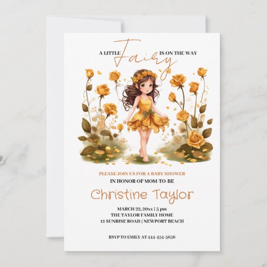 Fairy Baby shower Invitation Kaart (Voorkant)