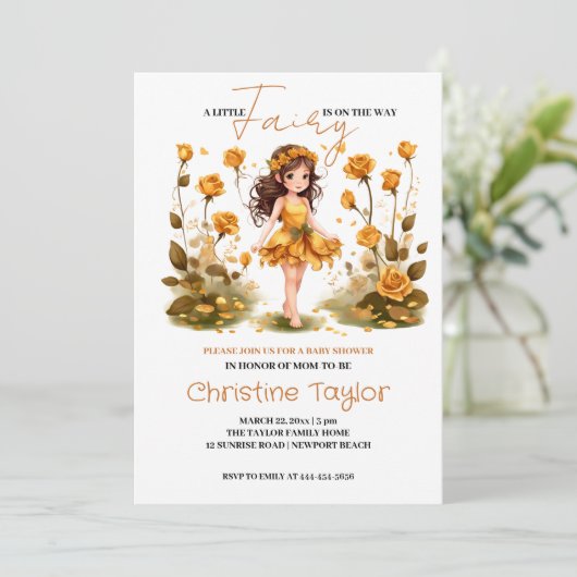 Fairy Baby shower Invitation Kaart (Staand voorkant)