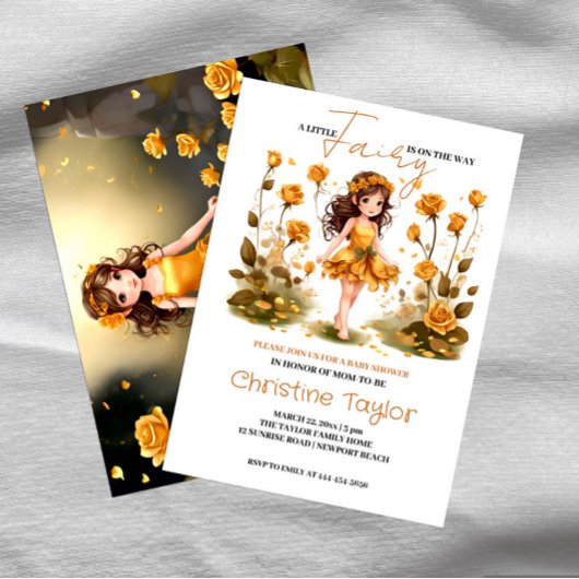 Fairy Baby shower Invitation Kaart