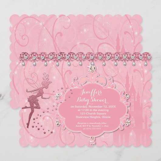 Fairy Baby shower Invitation Kaart (Voorkant / Achterkant)