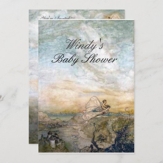 Fairy Baby shower Invite Kaart (Voorkant / Achterkant)