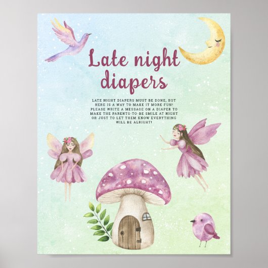 Fairy baby shower Late night diapers game Poster (Voorkant)