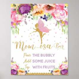 Fairy Baby shower Mimosa Bar Baby Girl Floral Poster