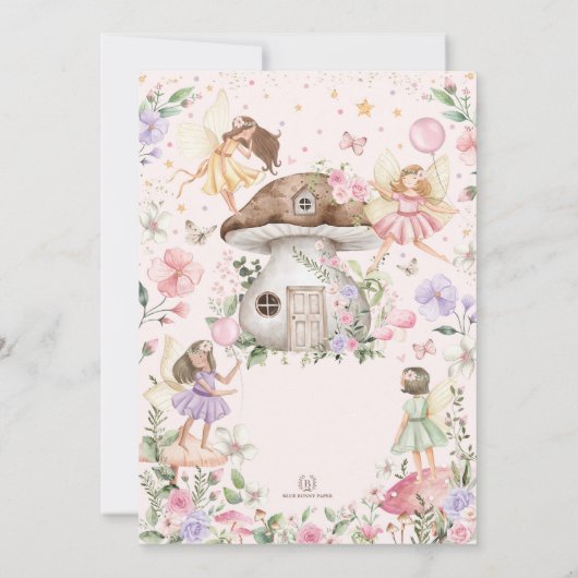 Fairy Baby shower Pink Lavender Flower Tea Party Kaart (Achterkant)