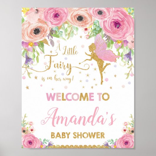Fairy Baby shower Welkomstteken Poster Girl (Voorkant)