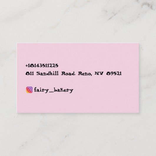 Fairy Bakery Visitekaartje (Achterkant)