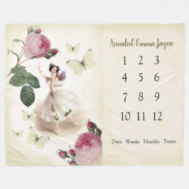 Fairy Ballerina Baby eerste jaar Milestone Blanket Fleece Deken