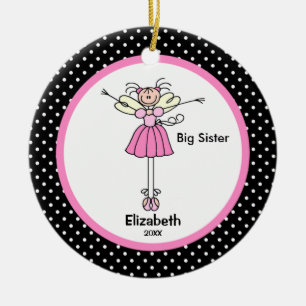 Fairy Ballerina Big Sister kerstversiering Keramisch Ornament