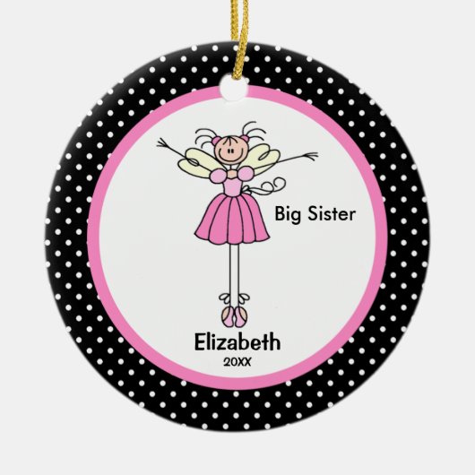 Fairy Ballerina Big Sister Kerstversiering Keramisch Ornament (Voorkant)