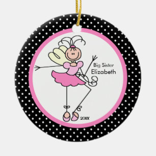 Fairy Ballerina Big Sister kerstversiering Keramisch Ornament