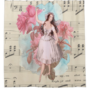 Fairy Ballerina Dancing Music Douchegordijn
