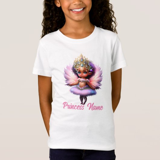 Fairy ballerina prinses roze flutter vleugels girl t-shirt (Voorkant)