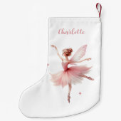 Fairy ballerina wit roze meisjesnaam kleine kerstsok (Achterkant)