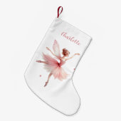 Fairy ballerina wit roze meisjesnaam kleine kerstsok (Voorkant (Hangend))