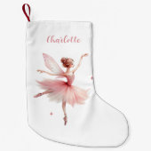 Fairy ballerina wit roze meisjesnaam kleine kerstsok (Voorkant)
