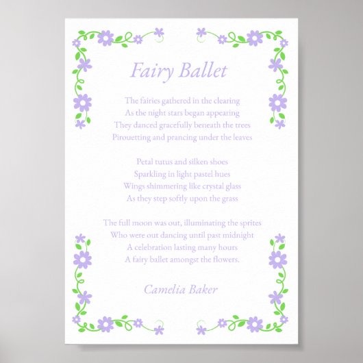 Fairy Ballet Poem Print (Voorkant)