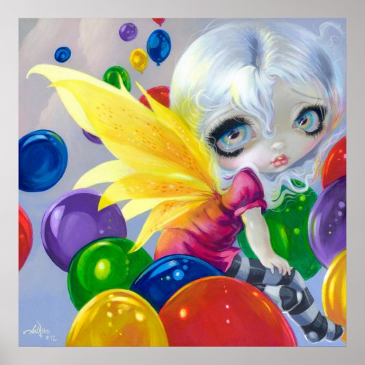 Fairy Balloons ART PRINT Birthday Party BIg Eye (Voorkant)